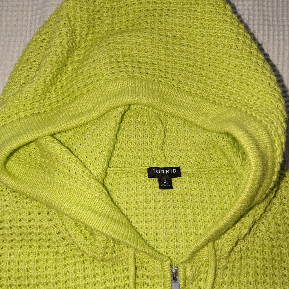 Torrid Bright Lime Knit Hoodie